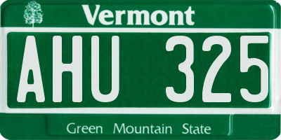 VT license plate AHU325