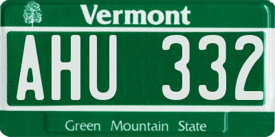 VT license plate AHU332