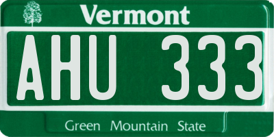 VT license plate AHU333
