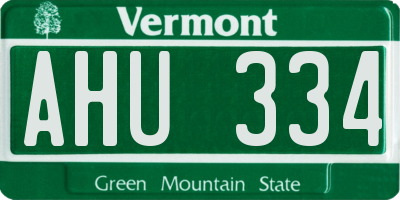 VT license plate AHU334