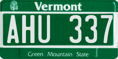 VT license plate AHU337
