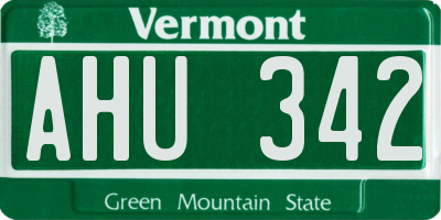 VT license plate AHU342