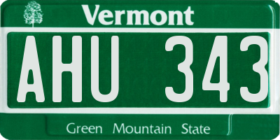 VT license plate AHU343