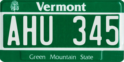 VT license plate AHU345