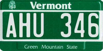 VT license plate AHU346