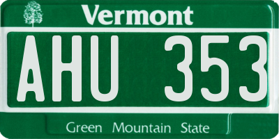 VT license plate AHU353