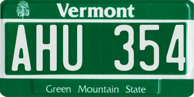 VT license plate AHU354