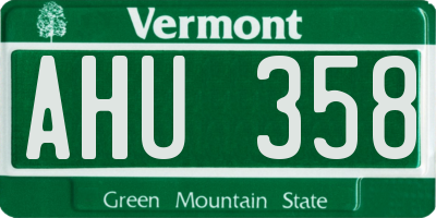 VT license plate AHU358