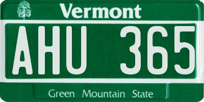 VT license plate AHU365