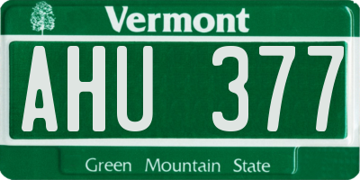 VT license plate AHU377