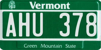 VT license plate AHU378