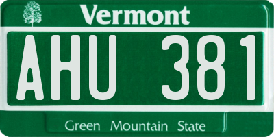VT license plate AHU381