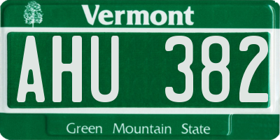 VT license plate AHU382