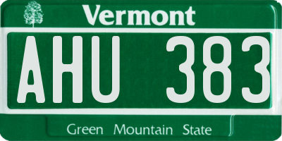VT license plate AHU383