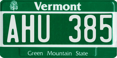 VT license plate AHU385