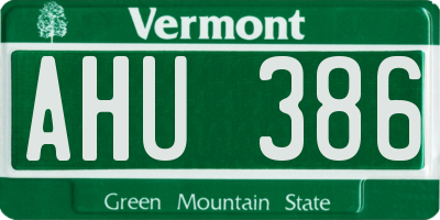 VT license plate AHU386