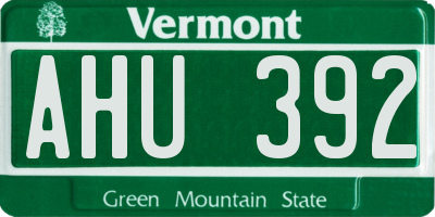 VT license plate AHU392
