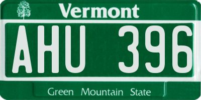 VT license plate AHU396