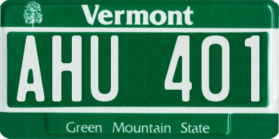 VT license plate AHU401