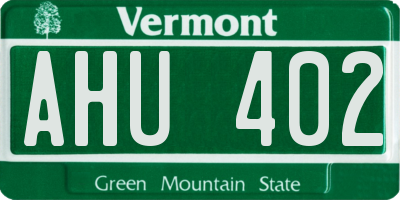 VT license plate AHU402