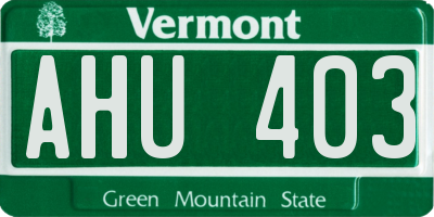 VT license plate AHU403