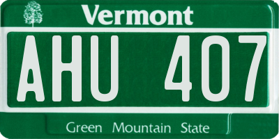 VT license plate AHU407