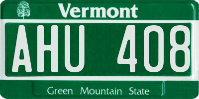 VT license plate AHU408