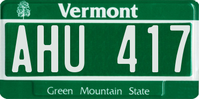 VT license plate AHU417