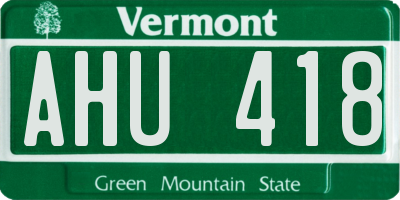 VT license plate AHU418