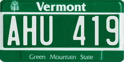 VT license plate AHU419