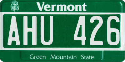 VT license plate AHU426