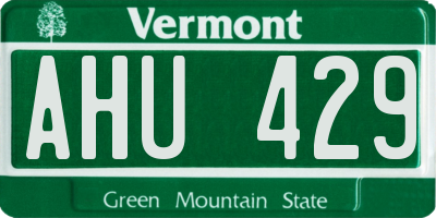 VT license plate AHU429