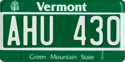 VT license plate AHU430