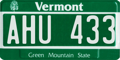 VT license plate AHU433