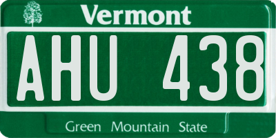 VT license plate AHU438