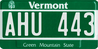VT license plate AHU443