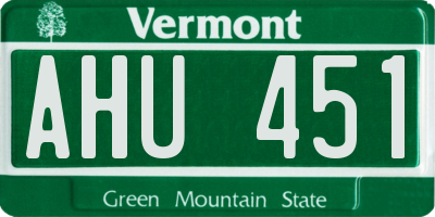 VT license plate AHU451