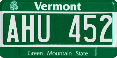 VT license plate AHU452