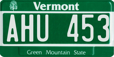 VT license plate AHU453