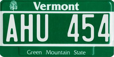 VT license plate AHU454