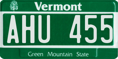 VT license plate AHU455