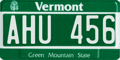 VT license plate AHU456