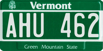 VT license plate AHU462