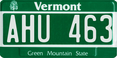 VT license plate AHU463