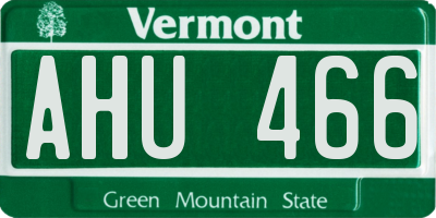 VT license plate AHU466