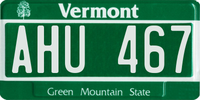 VT license plate AHU467