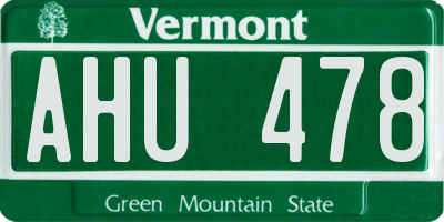 VT license plate AHU478