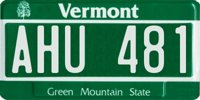 VT license plate AHU481