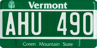 VT license plate AHU490
