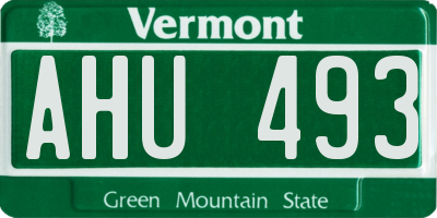VT license plate AHU493